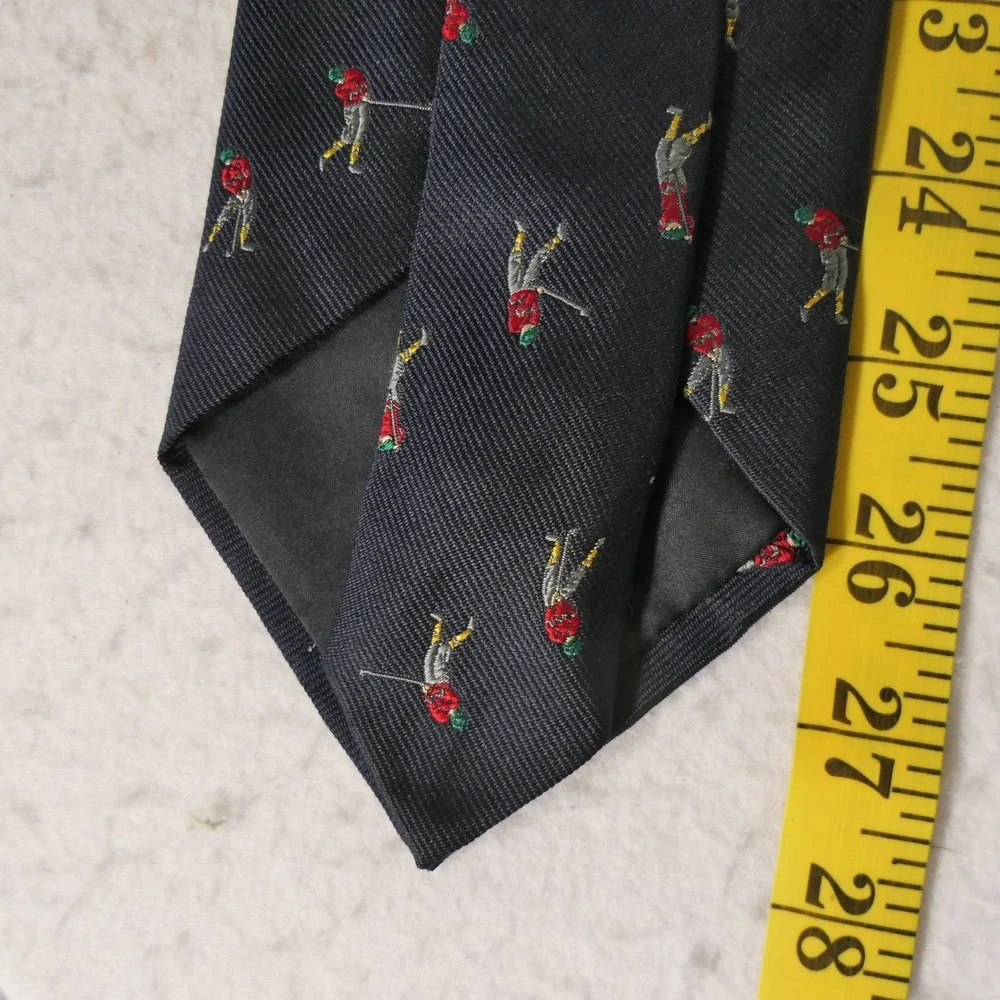 Ascot Mens Silk Tie OS Navy Golfer Gorpcore Preppy Country Club Old Money Formal
